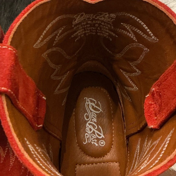 Dan Post Red Suede Snip Toe Boots - Picture 4 of 5